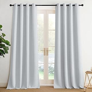 Cortinas blackout NICETOWN para quarto, 2 painéis, 132 x 236 cm, branco acinzentado, microfibra de 3 passagens, janela, isolamento térmico.