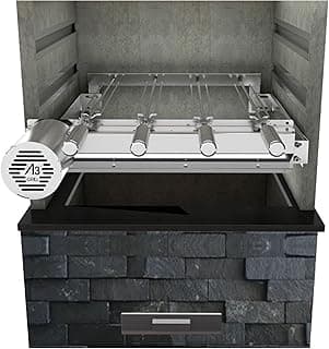 Churrasqueira Giratória Ajustável para 4 Espetos Inox (Inox Motor Esquerdo)