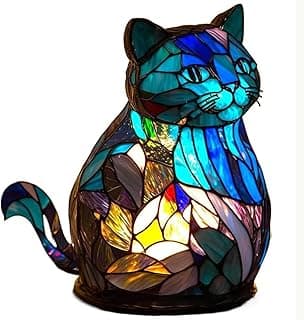 Luminária de mesa em forma de gato colorido estilo retrô