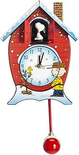 Relógio Cuco de Linho e Lucy de Natal Snoopy Vermelho