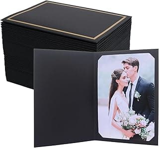 Porta-retratos de papelão preto com bordas douradas para casamentos e eventos especiais