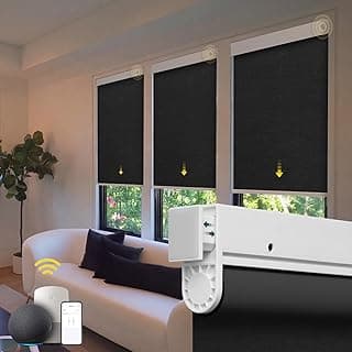 Persianas motorizadas - Persianas automáticas sem fio sem fio com controle remoto (preto, 28 x 72), MH100
