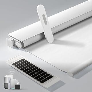 Persianas motorizadas com controle remoto, persianas sem fio, sem perfuração, painéis solares gratuitos, 100% blackout, compatível com Alexa, Google, Smart Blinds para Windows Branco 76,2 cm L x 182 A