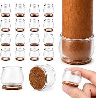 Protetor de Pés de Cadeira 3cm x 3cm Silicone com Feltro Kit 16 Peças, Redondo Transparente Antirrisco e Antirruído para Piso Madeira, Porcelanato, Cerâmica e Laminado