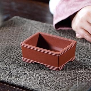 Vaso de flores de argila roxa, 10 cm, 10 cm, retangular em miniatura, bonsai para cultivar plantas, vaso de flores para sala de estar