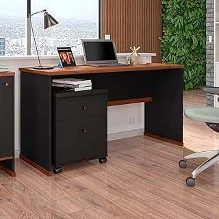 VIA NOSSA - Kit Escritório Office Escrivaninha e Gaveteiro Berlin Cor:preto/naturale