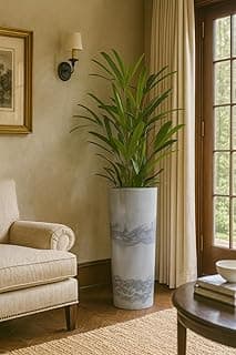 Vaso de planta grande cinza texturizado moderno