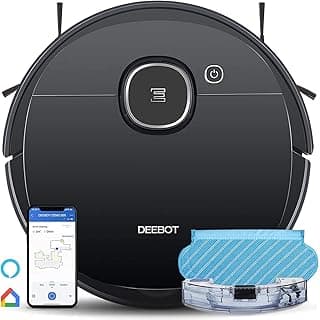 Aspirador robótico Deebot OZMO 920 com navegação a laser, zonas sem movimento, limpeza sistemática, mapeamento multipiso, funciona com Alexa e aplicativo, grande, preto