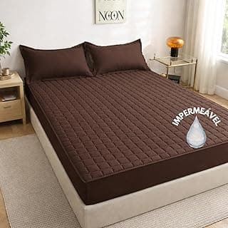 Capa protetora de colchão impermeável marrom para cama box casal