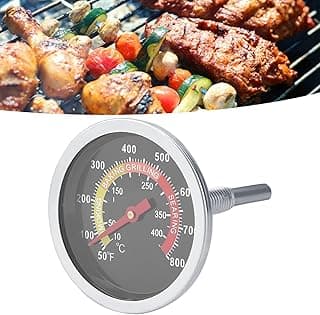 Termômetro de carne aço inoxidável para churrasco, faixa 50-426,7°C, tampa vidro temperado