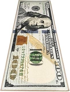 Tapete corredor estilo nota de 100 dólares dos Estados Unidos, verde com detalhes em preto e dourado