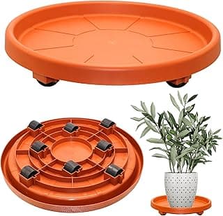 Prato com rodas suporte para vasos 40cm laranja Top Garden