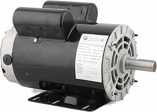 Motor elétrico preto e cinza com etiqueta técnica, ângulo frontal, fundo branco.