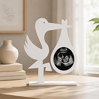 Porta-retrato Cegonha Gestante para Foto Ultrassom 3D Decoração Bebê 19x18cm Grávida