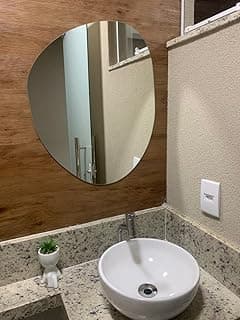 Espelho decorativo orgânico de vidro lapidado fácil aplicação banheiro 50x60cm