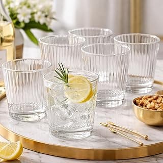 Jogo de Copos de Vidro 360ml com 6 Unidades – Design Moderno Canelado, Alta Resistência, Ideal para Água, Suco, Refrigerante e Drinks, Mesa Posta, Acabamento Premium