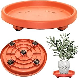 Prato com rodas para suporte de vasos 35cm laranja suporta até 100kg Top Garden