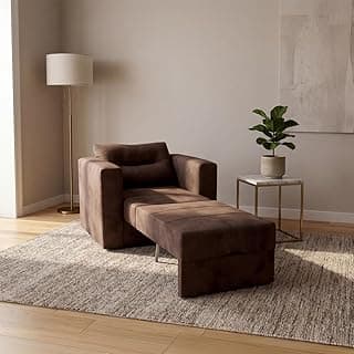 Poltrona Cama Solteiro Retrátil Marissol Veludo Premium Marrom Sofisticado