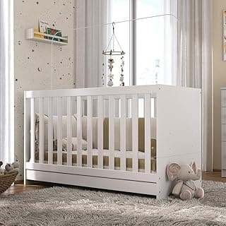 Berço branco Multimóveis 3 em 1 para colchão 60 x 130 cm, quarto de bebê