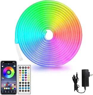 segrass Luzes de neon LED de 5 metros com controle remoto de aplicativo, IP65, à prova d'água, tira de neon flexível, luzes de corda de LED RGB 24 V para decoração de quarto e ao ar livre