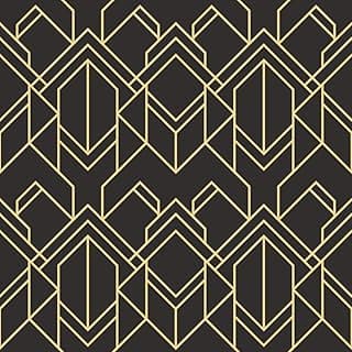 Quadro decorativo abstrato art deco preto e dourado 40x40cm