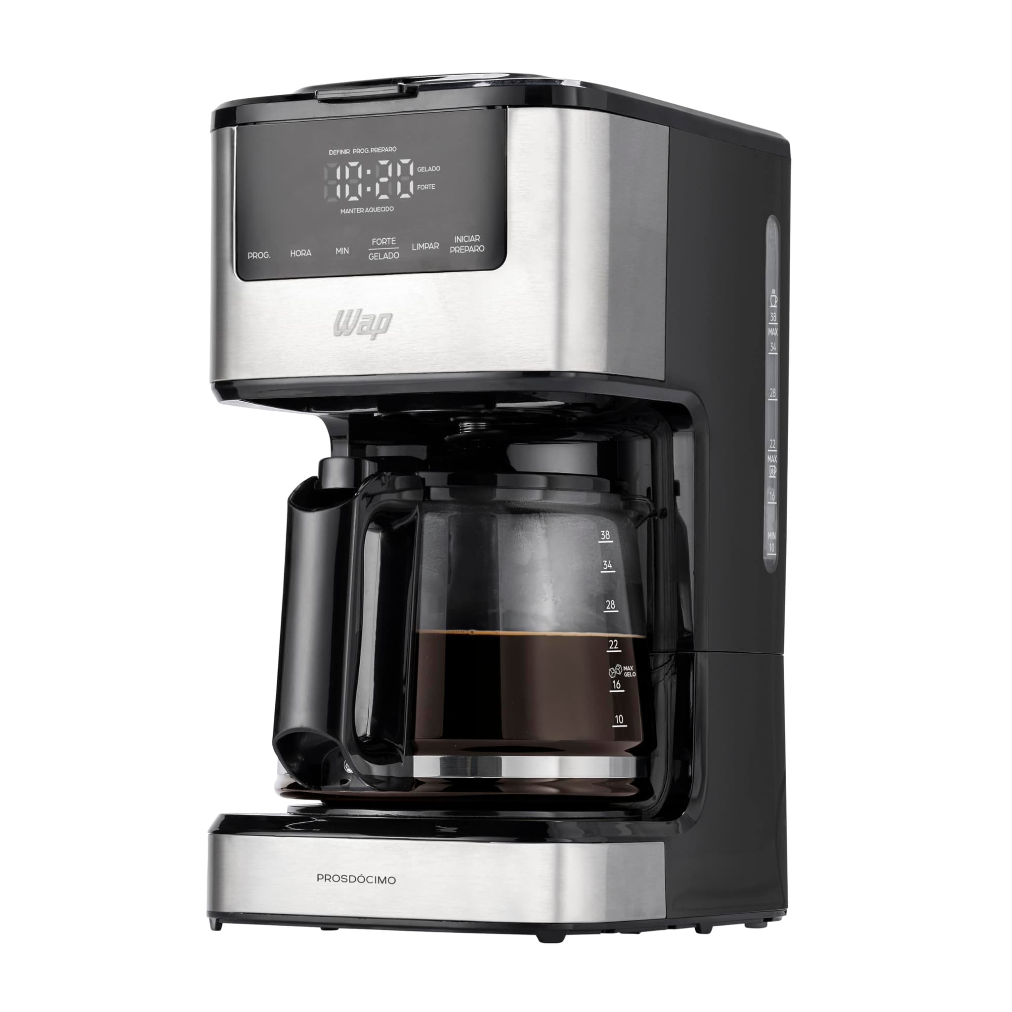 WAP Cafeteira Elétrica Digital AROMA WCD1500, 1,5 Litros com Timer Programável e Suporte para Café Gelado 900W 220V