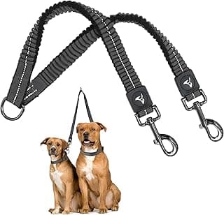 Acoplador de correia elástica cinza para cães com dois ganchos metálicos