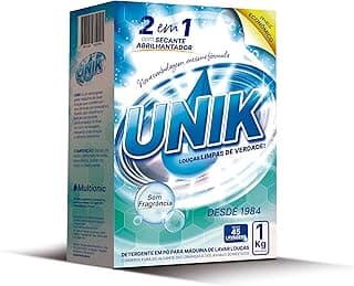 Detergente em pó UNIK para máquina de lavar louças, 1 Kg, sem fragrância, 2 em 1 com secante abrilhantador