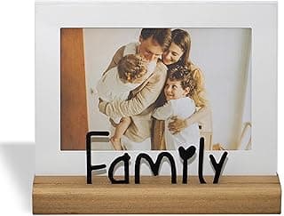 Porta Retrato Família 10x15cm, Moldura Decorativa em Metal e Madeira, branco, preto, nogueira - GEGUTON