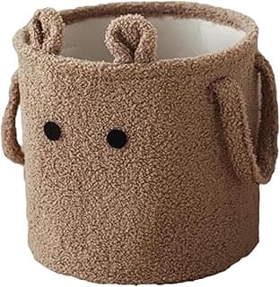 Cesto para brinquedos de cachorro em forma de animal, cor marrom com textura felpuda