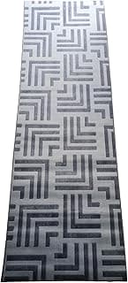 Tapete passadeira geométrico antiderrapante cinza claro 60x200cm