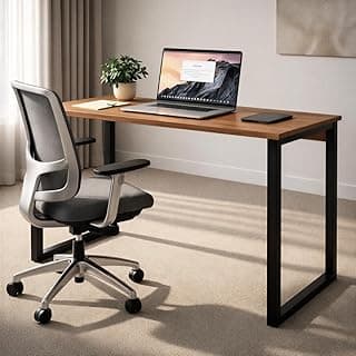 Mesa Escrivaninha Premium Estilo Industrial 100x50cm Escritório Moderno 100% MDF Freijó e Aço