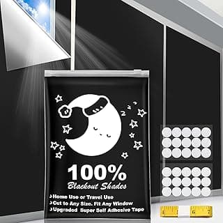 Cortinas blackout portáteis 100% para janelas com velcro adesivo, preto