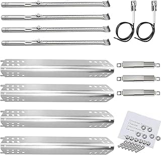 Kit peças reposição churrasqueira gás Charbroil Advantage Series 4, tubos queimador aço inoxidável, protetores placa térmica