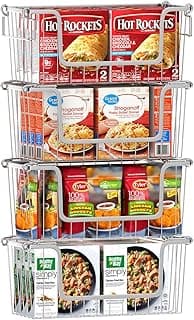 Organizador de freezer empilhável com caixas de alimentos variados