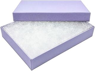 TheDisplayGuys – Pacote com 25 caixas de presente em papel kraft vibrante com algodão nº 53 – Lavanda claro (14 cm x 8 cm x 2,5 cm)
