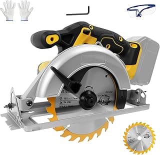 Serra circular sem fio para bateria Dewalt 20 V, serra circular sem escova de 16 cm, chanfrado de corte de 0-45°, profundidade máxima de corte de 4 cm para madeira, metal macio, plástico (sem bateria)