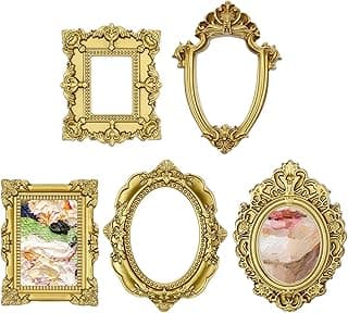 Conjunto de sete porta-retratos dourados estilo barroco vintage para decoração de parede