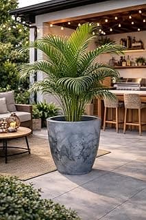 Vaso Grande Liso Planta Decorativo Polietileno Luxo Jardim Varanda 50cm (Grafite)