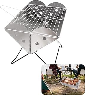Grelha portátil dobrável de aço inoxidável Vaygway Flatpack para acampamento e piqueniques