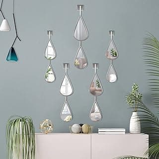 Espelho decorativo em forma de gota prata para decoração de parede, conjunto de 5