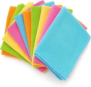 Kit 5 Panos de Microfibra para Limpeza Pesada Multiuso Reutilizável 25x25cm em cores variadas