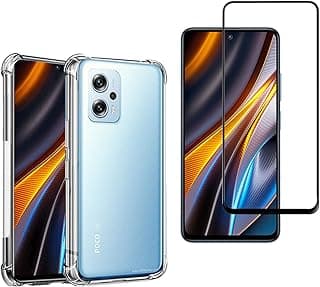 Kit Capa Anti Impacto e Película De Vidro Para Xiaomi Poco X4 GT em azul claro