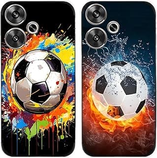 Capa de telefone Xiaomi Redmi Turbo 3 / Poco F6 5G com design de futebol colorido e em chamas