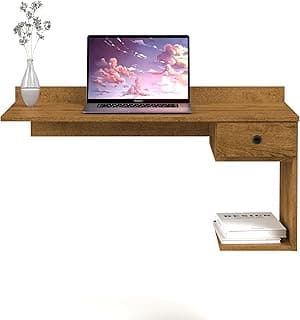 Escrivaninha Mesa De Computador Notebook Suspensa Parede Com Gaveta mdf (Freijó)