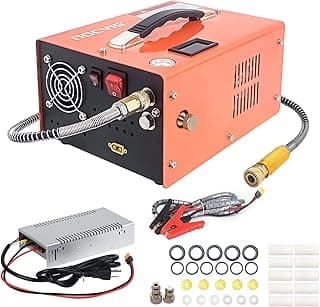 Compressor de ar PCP 4500 Psi 30 Mpa para carro 12V DC ou residência 110V AC com conversor, bomba de compressor para tanque de paintball/scuba, laranja