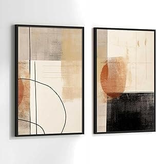 Quadros decorativos abstratos modernos em marrom, kit de 2 para sala ou quarto