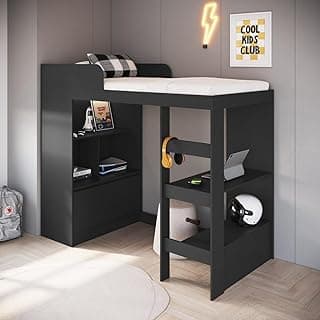 Cama Alta Multifuncional Solteiro Infantil/Juvenil com Estante E Escrivaninha 80 Amsterdam
