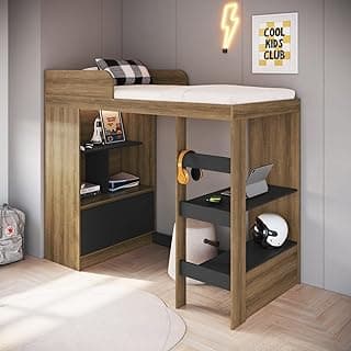 Cama Alta Multifuncional Solteiro Infantil/Juvenil com Estante E Escrivaninha 80 Amsterdam