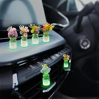 Enfeites de carro com flores luminosas em vidro verde